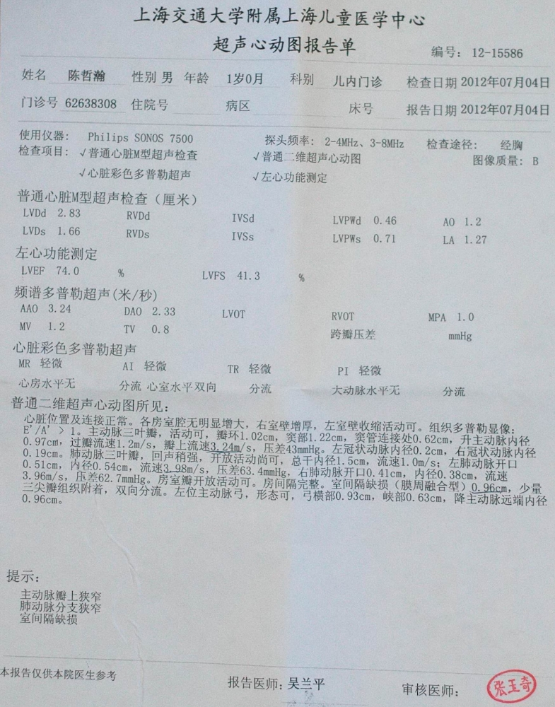 医学中心心超结果